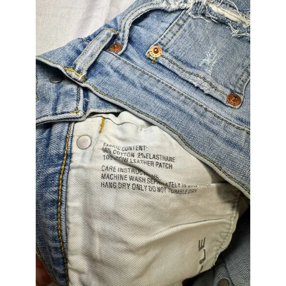 Purple Distressed Denim Shorts Light Wash Women's 29 Button Fly Y2K Streetwear - Picture 12 of 15